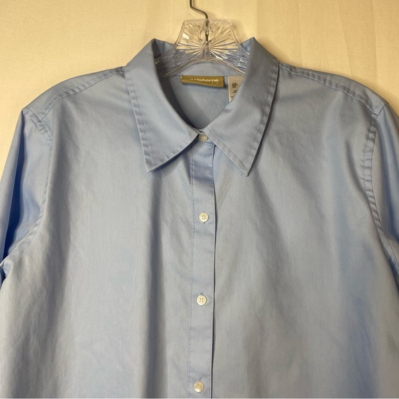 LIZ CLAIBORNE Blue 3/4 Sleeve Button Down Shirt Work Collared Size Large - Picture 3 of 14